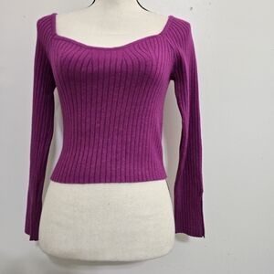 nwt WILD FABLE size Small Long Sleeve Sweetheart Neck Ribbed Knit Sweater Purple